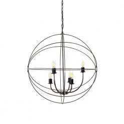 Discount 🥰 6-Light Black Chrome Cristobal Chandelier with Smoke Glass Shade by Yosemite Home Decor 🔔 -NICOR Sales Store black chrome yosemite home decor chandeliers 120011637 1f 1000