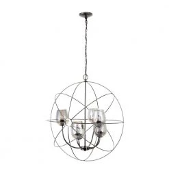 Discount ๐ฅฐ 6-Light Black Chrome Cristobal Chandelier with Smoke Glass Shade by Yosemite Home Decor ๐