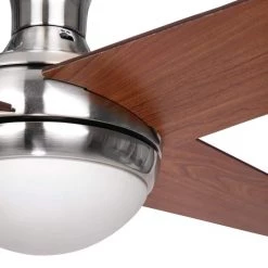 Best Sale 🥰 Taysom 52 in. W 4-Blade Indoor Ceiling Fan Semi-Polished Nickel with 2-Light Lighting Kit and Remote Control by Yosemite Home Decor ✔️ -NICOR Sales Store bright brush nickel finish yosemite home decor ceiling fans with lights taysom2 bbn 1f 1000
