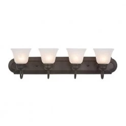Buy ❤️ 4-Light Dark Brown Frame Incandescent Bathroom Vanity with Alabaster Shades by Yosemite Home Decor 🔔