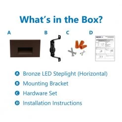 Outlet 🥰 STW Horizontal Wet Location Hardwired Bronze Integrated LED Step Light by NICOR 🔔 -NICOR Sales Store bronze horizontal nicor stair lights stw11203khbz 66 1000