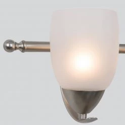 Flash Sale 😉 Mirror Lake 3-Light Brushed Nickel Bathroom Vanity Light with White Etched Glass Shade by Yosemite Home Decor 🎁 -NICOR Sales Store brushed nickel yosemite home decor vanity lighting 1261 3v bn 1f 1000