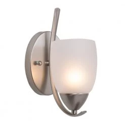Budget 👍 Mirror Lake 1-Light Brushed Nickel Sconce with White Etched Glass Shade by Yosemite Home Decor 🔔 -NICOR Sales Store brushed nickel yosemite home decor wall sconces 1261 1ws bn 40 1000