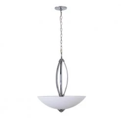 Buy 🥰 Paloma Collection 3-Light Chrome Bowl Pendant with Dove White Glass Shade by Yosemite Home Decor ⭐