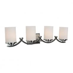 New ✨ Vanity Lighting Family 4-Light Chrome Bathroom Vanity Light with White Glass Shade by Yosemite Home Decor 💯 -NICOR Sales Store chrome yosemite home decor vanity lighting 4090 4v ch 4f 1000