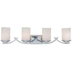 New ✨ Vanity Lighting Family 4-Light Chrome Bathroom Vanity Light with White Glass Shade by Yosemite Home Decor 💯