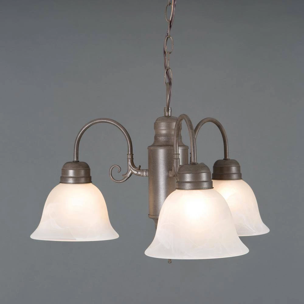 New ❤️ Manzanita 3-Light Dark Brown Hanging Chandelier with Frosted Marble Glass Shade by Yosemite Home Decor 🛒 6 New ❤️ Manzanita 3-Light Dark Brown Hanging Chandelier with Frosted Marble Glass Shade by Yosemite Home Decor 🛒 - Image 4