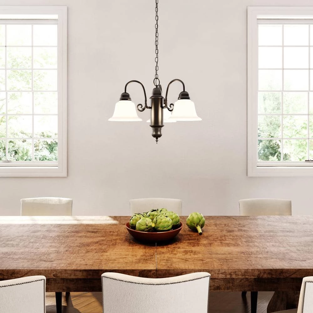 New ❤️ Manzanita 3-Light Dark Brown Hanging Chandelier with Frosted Marble Glass Shade by Yosemite Home Decor 🛒 4 New ❤️ Manzanita 3-Light Dark Brown Hanging Chandelier with Frosted Marble Glass Shade by Yosemite Home Decor 🛒 - Image 2