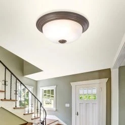 Best Sale ✔️ Flush Mount Lighting Series 1-Light Dark Brown Flush Mount with Alabaster Glass Shade by Yosemite Home Decor 🤩 -NICOR Sales Store dark brown yosemite home decor flush mount lights jk100 10db 31 1000