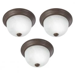 Best Sale ✔️ Flush Mount Lighting Series 1-Light Dark Brown Flush Mount with Alabaster Glass Shade by Yosemite Home Decor 🤩