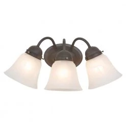 Promo 👏 Vanity Lighting Series 3-Light Dark Brown Frame Bathroom Vanity Light with White Marble Glass Shade by Yosemite Home Decor 🥰