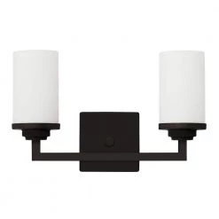 Best deal 😀 Jordan 2-Light Ebony Bronze Vanity Light with Frosted White Glass Shades by Yosemite Home Decor ❤️