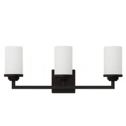 Discount ✔️ Jordan 3-Light Ebony Bronze Vanity Light with Frosted White Glass Shades by Yosemite Home Decor 🎉