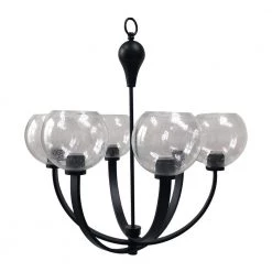 Best Sale 🔔 Orion 6-Light Matte Black Transitional Chandelier with Clear Seeded Glass Bowl Shades by Yosemite Home Decor 🎁