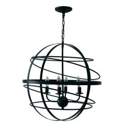 Wholesale 👍 Vega 4-Light Matte Black Orb Chandelier by Yosemite Home Decor 🤩