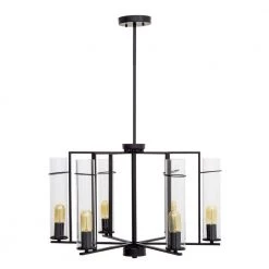 New 🧨 Prairie Oakley 6-Light in Matte Black Chandelier with Glass Shades by Yosemite Home Decor 💯