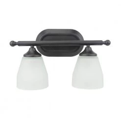 Best reviews of 🛒 Jordan 2-Light Matte Black Vanity Light with Frosted White Glass Shades by Yosemite Home Decor 😍