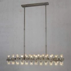 Best Sale 🔔 Gemini 48-Light Matte Grey Chandelier with Glass Shades by Yosemite Home Decor ⌛