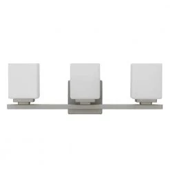 Promo 😉 Jordan 3-Light Satin Nickel Vanity Light with Frosted White Glass Shades by Yosemite Home Decor 🎉