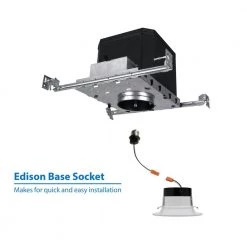 New ✔️ 4 in. Fire Rated New Construction Recessed Housing with Edison Base by NICOR 🤩 -NICOR Sales Store nicor recessed lighting housings efh4 1d 1000