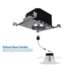 Buy 🔔 6 in. Fire Rated New Construction Recessed Housing with Edison Base by NICOR ✔️ -NICOR Sales Store nicor recessed lighting housings efh6 1d 1000