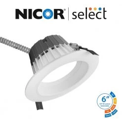 Flash Sale 😀 CLR6-Select 6 in. White Commercial LED Recessed Downlight Kit, 3000K-5000K by NICOR 🔥 -NICOR Sales Store nicor recessed lighting kits clr62swrvs9wh 1f 1000