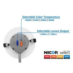 Flash Sale 😀 CLR6-Select 6 in. White Commercial LED Recessed Downlight Kit, 3000K-5000K by NICOR 🔥 -NICOR Sales Store nicor recessed lighting kits clr62swrvs9wh 77 1000