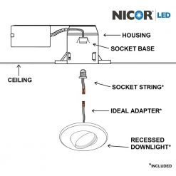 Brand new โญ DLR Series 6 in. White (2700K) Dimmable LED Retrofit Recessed Eyeball Trim Kit, 94 CRI by NICOR ๐งจ 24 Brand new โญ DLR Series 6 in. White (2700K) Dimmable LED Retrofit Recessed Eyeball Trim Kit, 94 CRI by NICOR ๐งจ -NICOR Sales Store nicor recessed lighting kits deb56 20 120 2k wh 76 1000