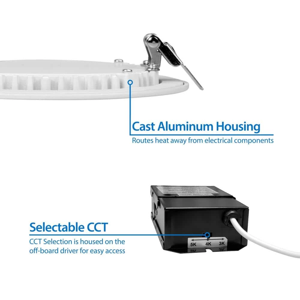 Flash Sale 🥰 DLE6 Round 6 in. Selectable IC-Rated Integrated LED Recessed Downlight Trim Kit by NICOR 🥰 7 Flash Sale 🥰 DLE6 Round 6 in. Selectable IC-Rated Integrated LED Recessed Downlight Trim Kit by NICOR 🥰 - Image 5