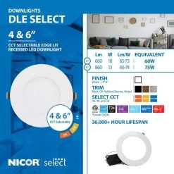 Flash Sale 🥰 DLE6 Round 6 in. Selectable IC-Rated Integrated LED Recessed Downlight Trim Kit by NICOR 🥰 26 Flash Sale 🥰 DLE6 Round 6 in. Selectable IC-Rated Integrated LED Recessed Downlight Trim Kit by NICOR 🥰 -NICOR Sales Store nicor recessed lighting kits dle63120srdwh 1f 1000