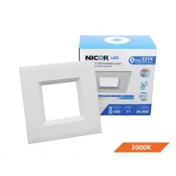 New 🥰 D-Series 4 in. 3000K White Dimmable LED Recessed Square Retrofit Kit by NICOR ⭐