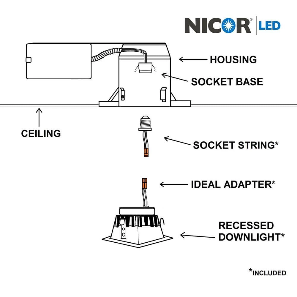 New ๐ฅฐ D-Series 4 in. 3000K White Dimmable LED Recessed Square Retrofit Kit by NICOR โญ 10 New ๐ฅฐ D-Series 4 in. 3000K White Dimmable LED Recessed Square Retrofit Kit by NICOR โญ - Image 8