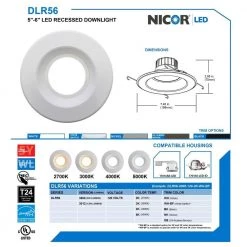 New 😍 D-Series 6 in. White 800 Lumen Integrated LED Recessed Trim Kit in 4000K by NICOR 🧨 -NICOR Sales Store nicor recessed lighting kits dlr56 3008 120 4k wh 1f 1000