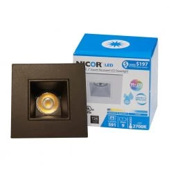 Outlet 🧨 DQR 2 in. 3000K Square Remodel or New Construction Integrated LED Recessed Downlight Kit in Oil-Rubbed Bronze by NICOR 🌟
