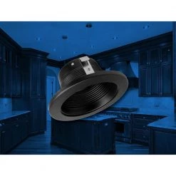 Buy 🎉 4 in. Black Recessed Baffle Trim by NICOR 💯 -NICOR Sales Store nicor recessed lighting trims 14002bk d4 1000