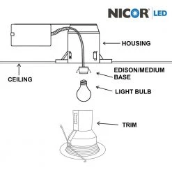 Buy ✔️ 5 in. Black Recessed Baffle Trim by NICOR ✨ -NICOR Sales Store nicor recessed lighting trims 15511bk 76 1000
