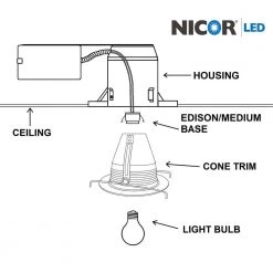 Buy ⌛ 6 in. Black Recessed Airtight Cone Baffle Trim by NICOR 👍 -NICOR Sales Store nicor recessed lighting trims 17550abk 76 1000