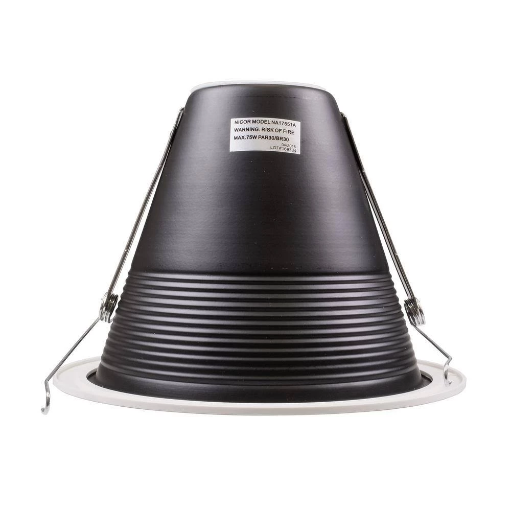 Best deal 🌟 6 in. Black and White Cone Recessed Light Baffle Trim with Trim Ring, Fits 6 in. Housings by NICOR 🔥 8 Best deal 🌟 6 in. Black and White Cone Recessed Light Baffle Trim with Trim Ring, Fits 6 in. Housings by NICOR 🔥 - Image 6