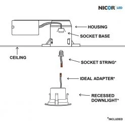 Brand new ✔️ 4 in. Downlight Nickel Integrated LED Recessed Trim Retrofit Light by NICOR 🔔 -NICOR Sales Store nicor recessed lighting trims dcr41061202knk 76 1000