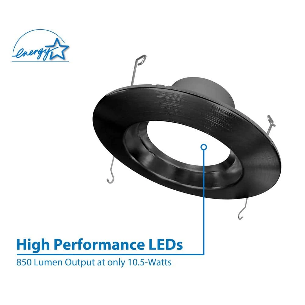 Cheap 😀 5 in. and 6 in. Downlight Black 800-Lumen Integrated LED Recessed Trim Retrofit Light by NICOR ⭐ 5 Cheap 😀 5 in. and 6 in. Downlight Black 800-Lumen Integrated LED Recessed Trim Retrofit Light by NICOR ⭐ - Image 3