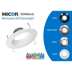 Buy 😀 DCR56(v2) 6 in. 1200 Lumens Integrated LED Retrofit White Recessed Trim Light, 5000K by NICOR ✨ -NICOR Sales Store nicor recessed lighting trims dcr562121205kwh 4f 1000
