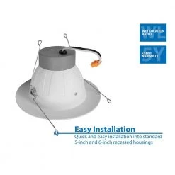 Buy 😀 DCR56(v2) 6 in. 1200 Lumens Integrated LED Retrofit White Recessed Trim Light, 5000K by NICOR ✨ -NICOR Sales Store nicor recessed lighting trims dcr562121205kwh 66 1000