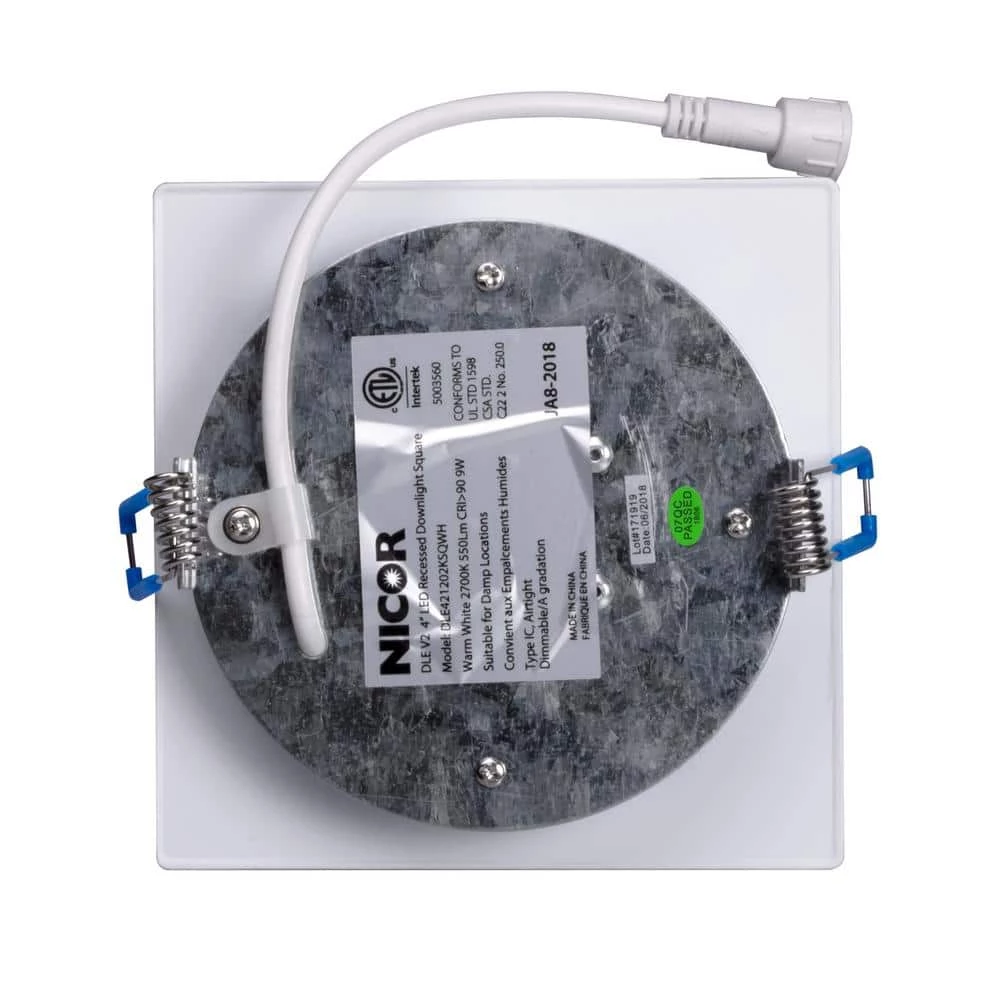 Best Sale 🔔 4 in. Square 3000K Remodel IC-Rated Recessed Integrated LED Edge Lit Downlight Kit by NICOR 😍 4 Best Sale 🔔 4 in. Square 3000K Remodel IC-Rated Recessed Integrated LED Edge Lit Downlight Kit by NICOR 😍 - Image 2