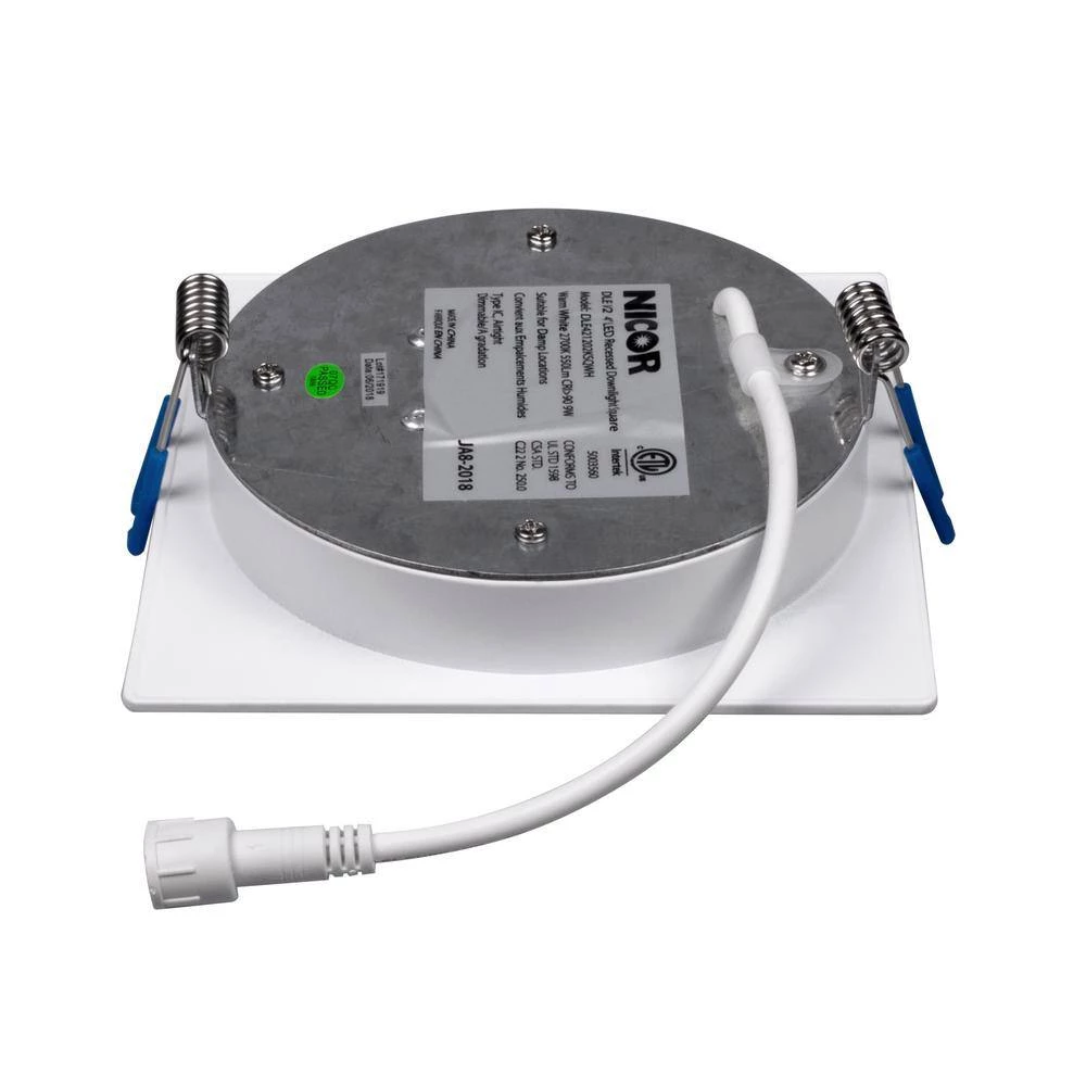 Best Sale 🔔 4 in. Square 3000K Remodel IC-Rated Recessed Integrated LED Edge Lit Downlight Kit by NICOR 😍 9 Best Sale 🔔 4 in. Square 3000K Remodel IC-Rated Recessed Integrated LED Edge Lit Downlight Kit by NICOR 😍 - Image 7