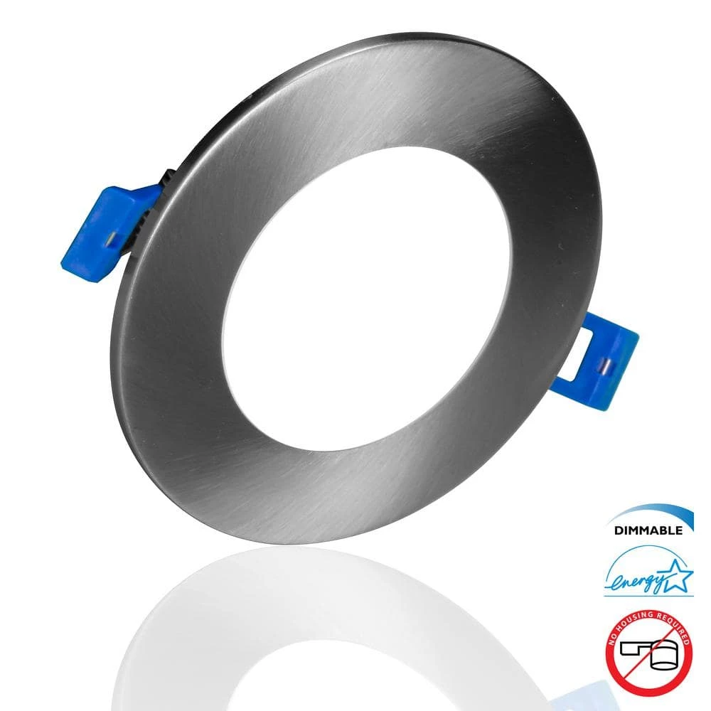 New ✔️ DLE Series 4 in. Round 5000K Nickel Integrated LED Recessed Canless Downlight with Trim by NICOR ❤️ 3 New ✔️ DLE Series 4 in. Round 5000K Nickel Integrated LED Recessed Canless Downlight with Trim by NICOR ❤️