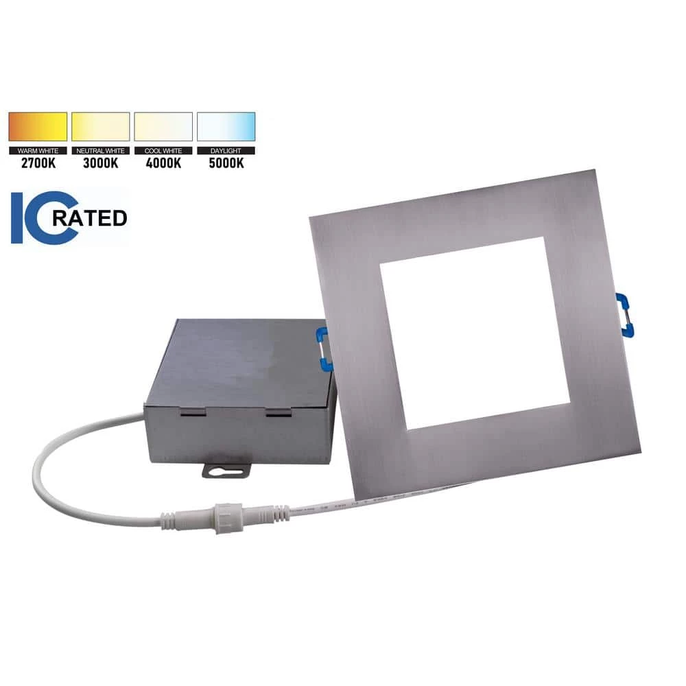 Outlet ❤️ DLE Series 4 in. Square 5000K Nickel Integrated LED Recessed Canless Downlight with Trim by NICOR 💯 4 Outlet ❤️ DLE Series 4 in. Square 5000K Nickel Integrated LED Recessed Canless Downlight with Trim by NICOR 💯 - Image 2