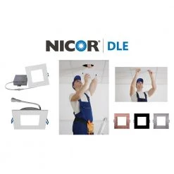 Cheapest 🧨 DLE Series 6 in. Square 3000K Black Integrated LED Recessed Canless Downlight with Trim by NICOR 🎉 -NICOR Sales Store nicor recessed lighting trims dle621203ksqbk fa 1000