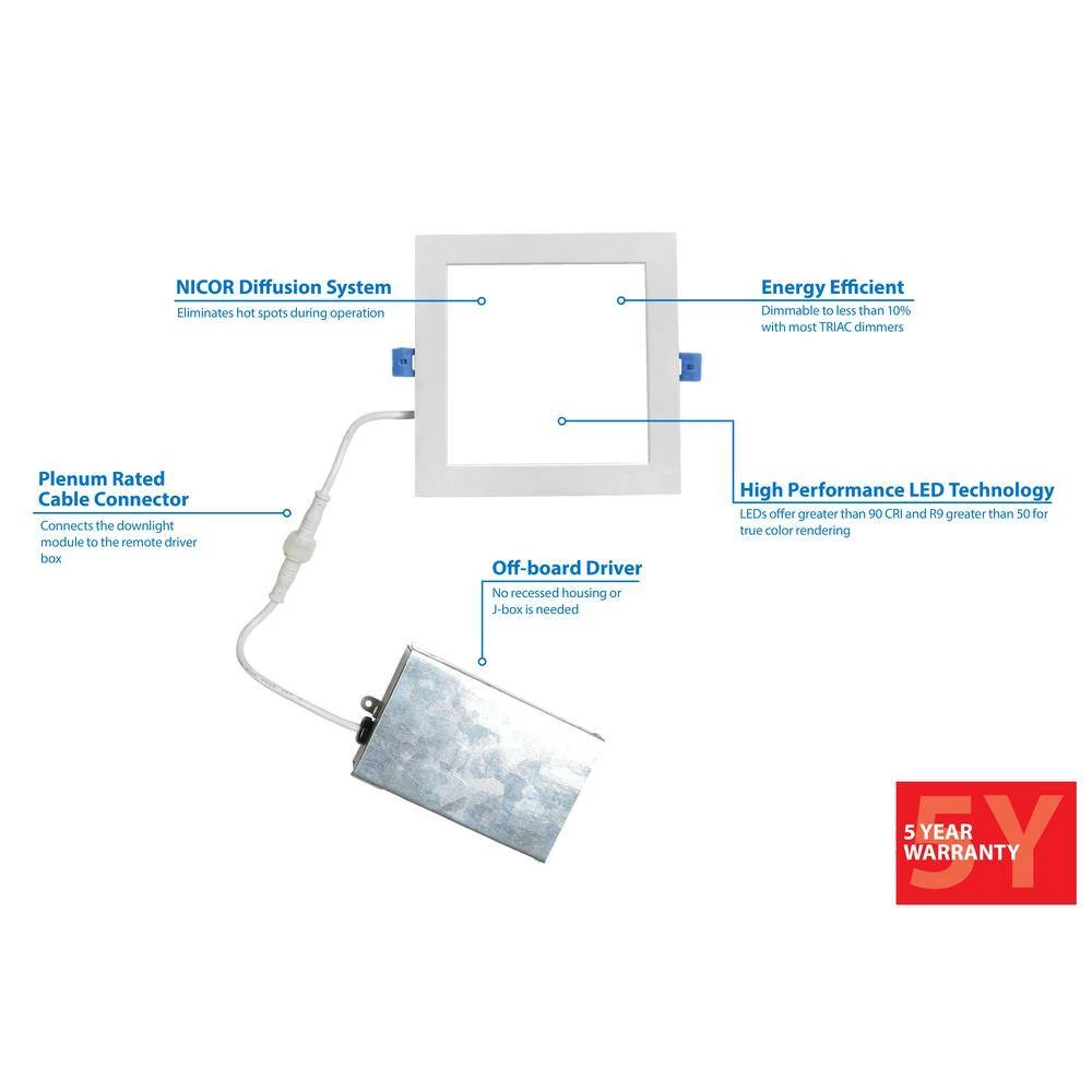 Best deal ⌛ DLE Series 6 in. Square 4000K Aged Copper Integrated LED Recessed Canless Downlight with Trim by NICOR 😀 6 Best deal ⌛ DLE Series 6 in. Square 4000K Aged Copper Integrated LED Recessed Canless Downlight with Trim by NICOR 😀 - Image 4