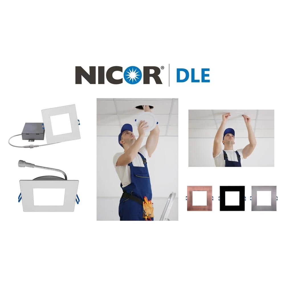 Brand new 💯 DLE Series 6 in. Square 4000K Black Integrated LED Recessed Canless Downlight with Trim by NICOR 🔥 13 Brand new 💯 DLE Series 6 in. Square 4000K Black Integrated LED Recessed Canless Downlight with Trim by NICOR 🔥 - Image 11