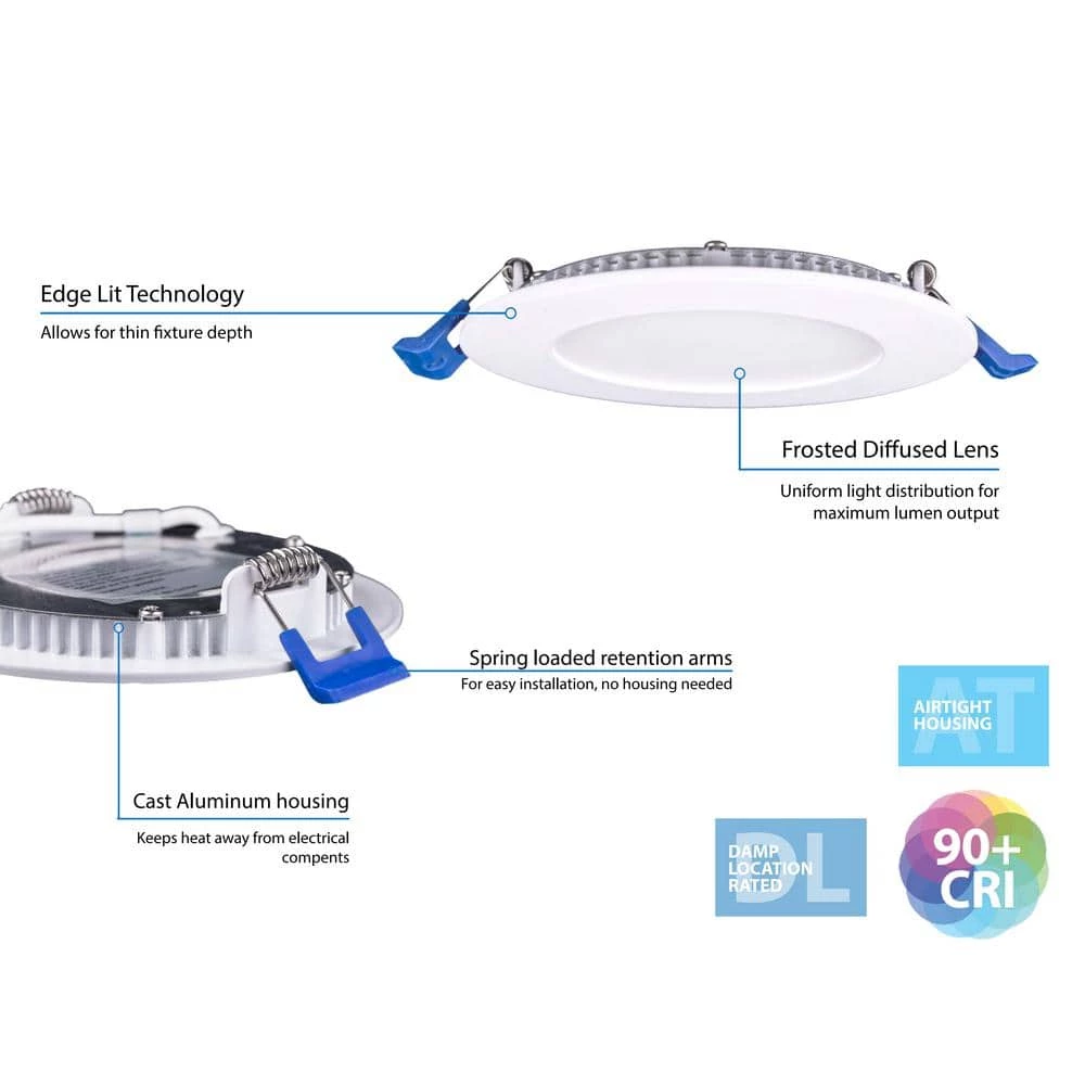 Top 10 ✔️ DLE Series 6 in. Round 5000K Nickel Integrated LED Recessed Canless Downlight with Trim by NICOR ⭐ 7 Top 10 ✔️ DLE Series 6 in. Round 5000K Nickel Integrated LED Recessed Canless Downlight with Trim by NICOR ⭐ - Image 5
